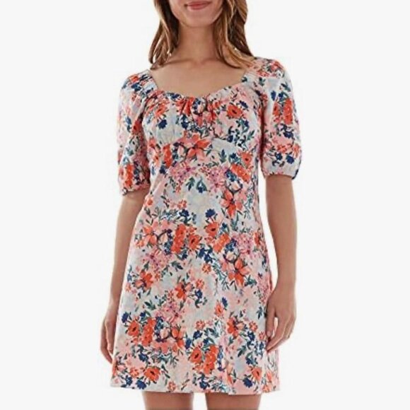 floral poof sweetheart neckline mini dress - Picture 5 of 5